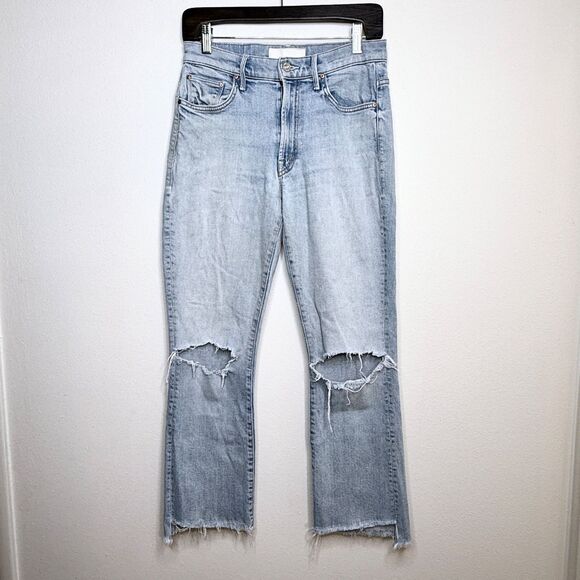Mother Superior The Insider Crop Step Fray Jeans 27 Blue Problem With Miracles - Picture 5 of 12